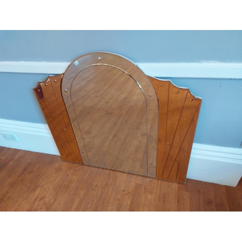 311 - High quality Art Deco style mirror with champagne colour glass and plain glass in the centre. Bevell... 