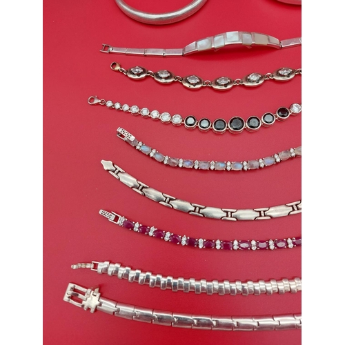 69 - Collection of silver hallmarked bracelets 228 grams