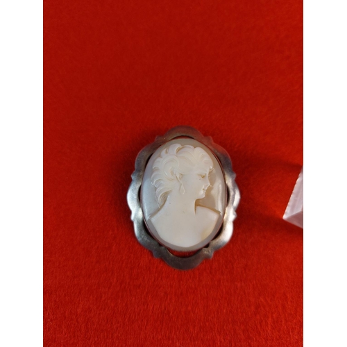 107 - Hallmarked silver cameo and ring