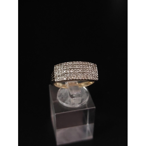 11 - 9ct gold diamond cluster band ring 0.50 pt. Size P 4.6 grams