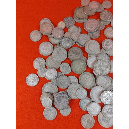 110 - Large collection of pre 1947 half silver coins. 887 grams.