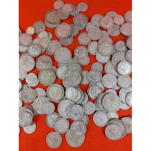 110 - Large collection of pre 1947 half silver coins. 887 grams.