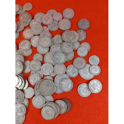 110 - Large collection of pre 1947 half silver coins. 887 grams.