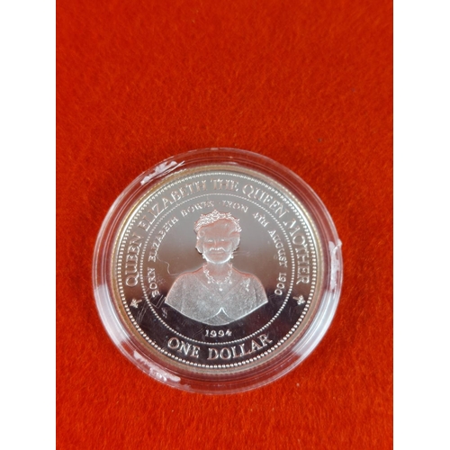 138 - Silver proof 1994 Barbados 1 dollar coin.