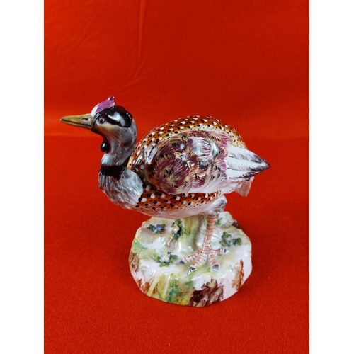 170 - 19th Century german porcelain game bird (Peahen) believed to be Volkstedt. Height 15.5cm width 16cm.