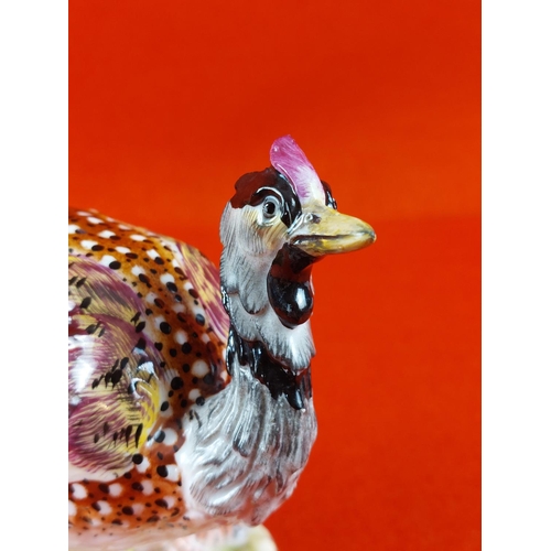 170 - 19th Century german porcelain game bird (Peahen) believed to be Volkstedt. Height 15.5cm width 16cm.