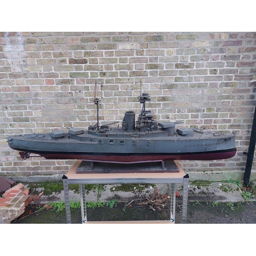 171 - Very rare and impressive HMS Royal Oak Bassett & Lowke steam powered model battleship, measuring jus... 