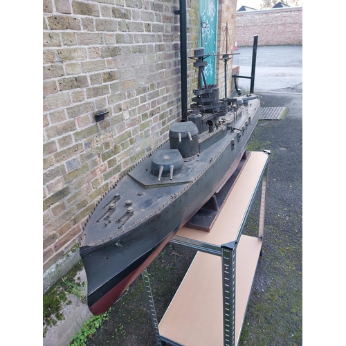 171 - Very rare and impressive HMS Royal Oak Bassett & Lowke steam powered model battleship, measuring jus... 