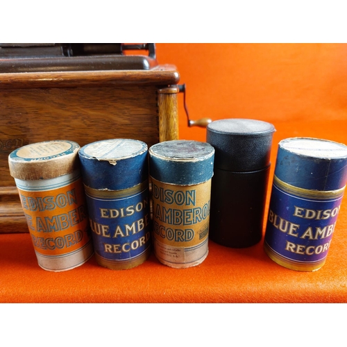 172 - Rare Thomas Edison phonograph, in full working order. Includes 8 wax reels.