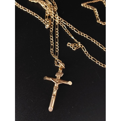 18 - 9ct gold chain with Crucifix. Chain length 77cm