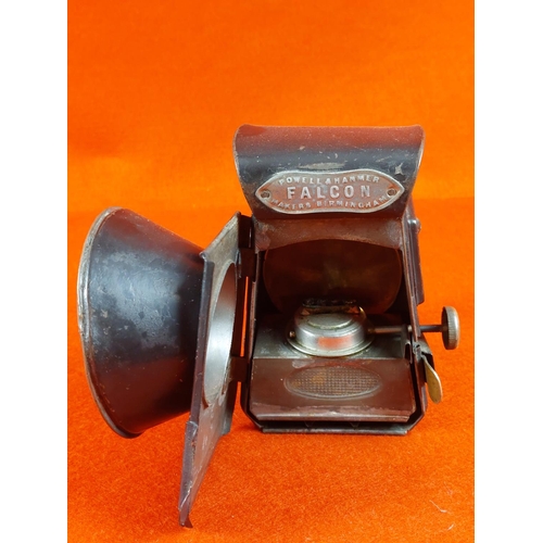 187 - Powell & Hanmer Falcon bicycle Lamp. Damage to front glass and side reflector.