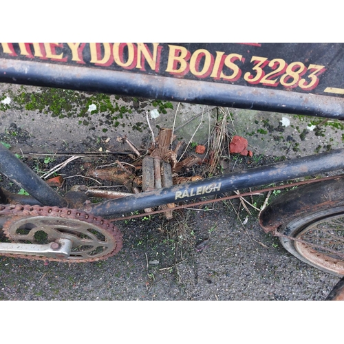 197 - Barn find butchers tradesman bike with original butchers advertising plate.