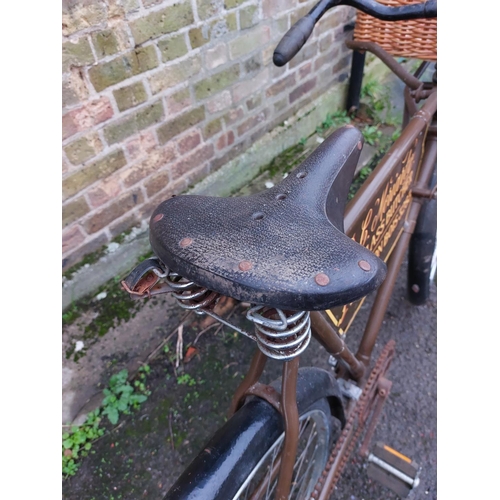 198 - Barn find butchers tradesman bike with original butchers advertising plate.