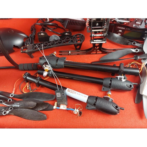 252 - Mixed drone equipment with 2 RC Controllers Futaba T6J & Futaba T7C.