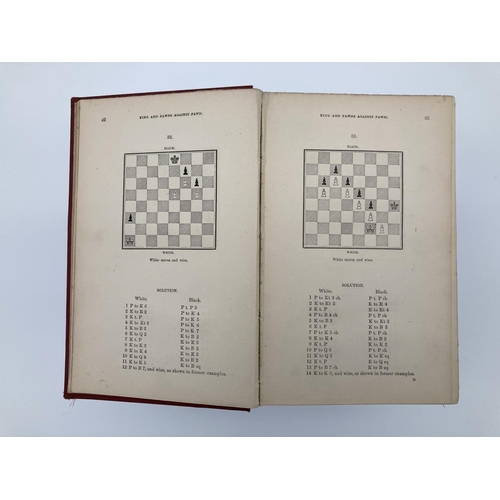 329 - Rare book on Chess Studies and End Games 1889, 2nd Edition Horwitz/Kling. Red cloth gilt-decoration.... 