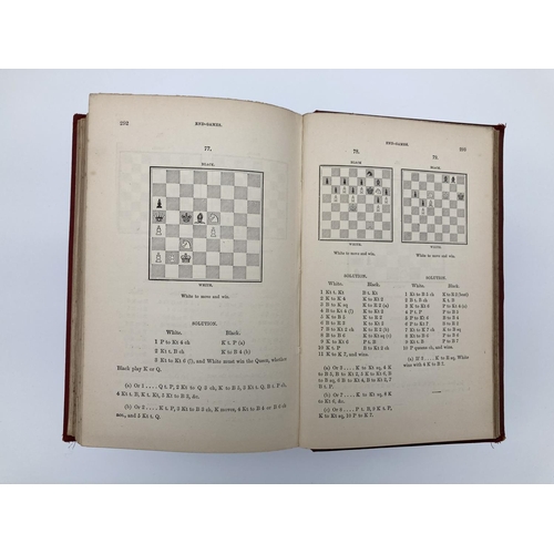 329 - Rare book on Chess Studies and End Games 1889, 2nd Edition Horwitz/Kling. Red cloth gilt-decoration.... 