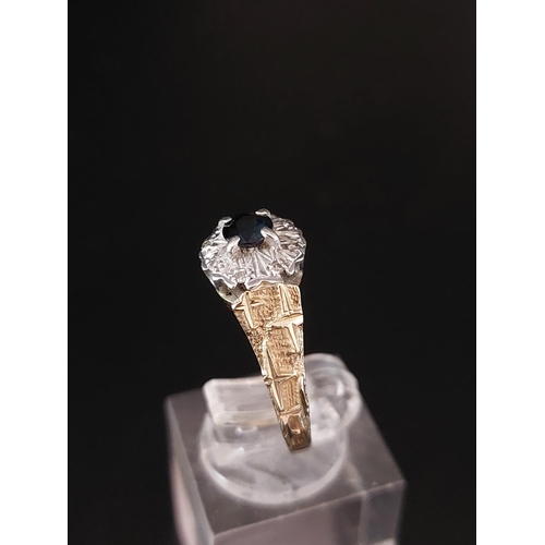 4 - 9ct gold sapphire ring. Size P