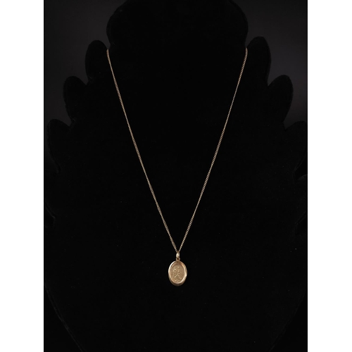 52 - 9ct gold necklace with 9ct gold pendant 3.2 grams