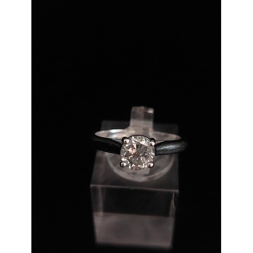 59 - 18ct white gold solitaire 0.70 carat. Weight 3.2 grams, size O