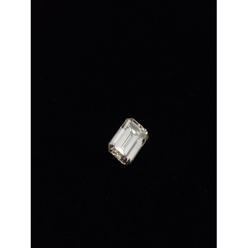 61 - 18ct gold ring setting with loose diamond. Emerald cut diamond 1.58 carat, Colour M, clarity VS2. Di... 