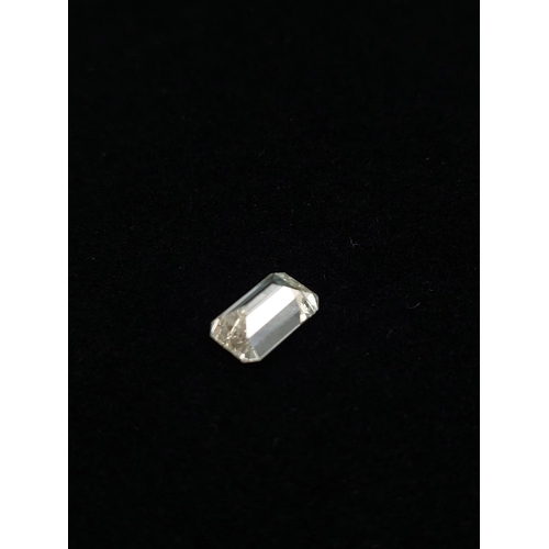 61 - 18ct gold ring setting with loose diamond. Emerald cut diamond 1.58 carat, Colour M, clarity VS2. Di... 