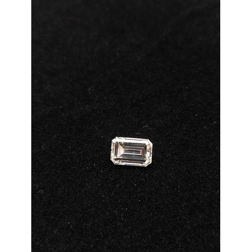 61 - 18ct gold ring setting with loose diamond. Emerald cut diamond 1.58 carat, Colour M, clarity VS2. Di... 