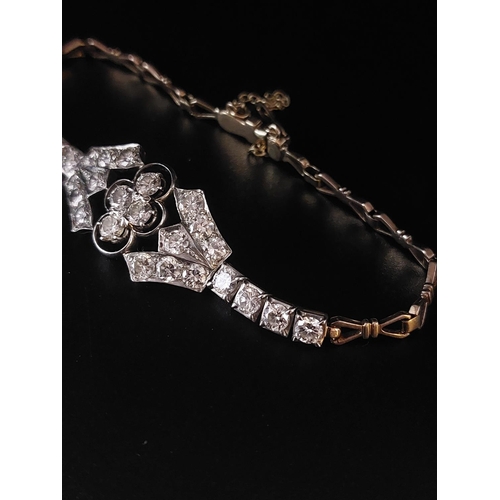 62 - Very attractive 18ct gold Art Deco diamond cocktail bracelet featuring 26 0.12 diamonds. 3.12 carat ... 