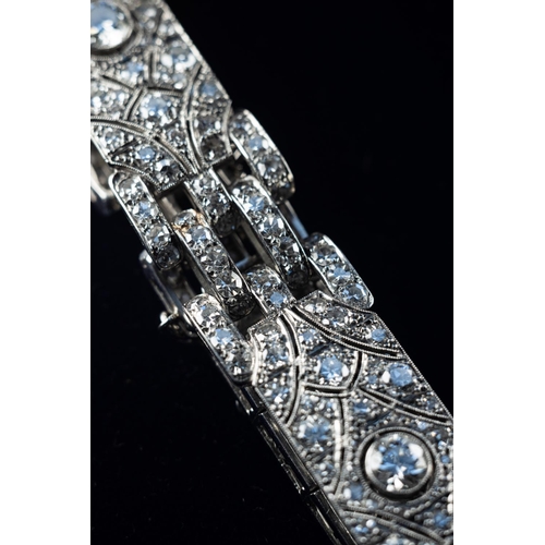 65 - A very beautiful and elegant Art Deco Tiffany & Co London diamond panel bracelet circa 1930's. Set i... 