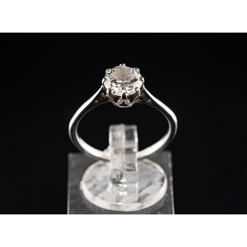 68 - Platinum (950) ring set with one 0.90 carat Old European Cut diamond. Clarity SI2, colour grade H. T... 