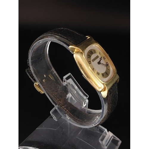 82 - Mens vintage 18ct gold Graff watch. Strap need replacing. Watch width 3.1cm Length 3.3cm