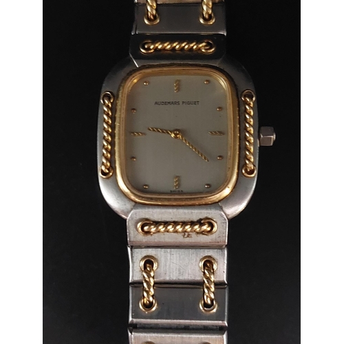 83 - Audemars Piguet 1980 - 1990's Rope Damen watch 22mm. 18ct gold rope design on stainless steel body.