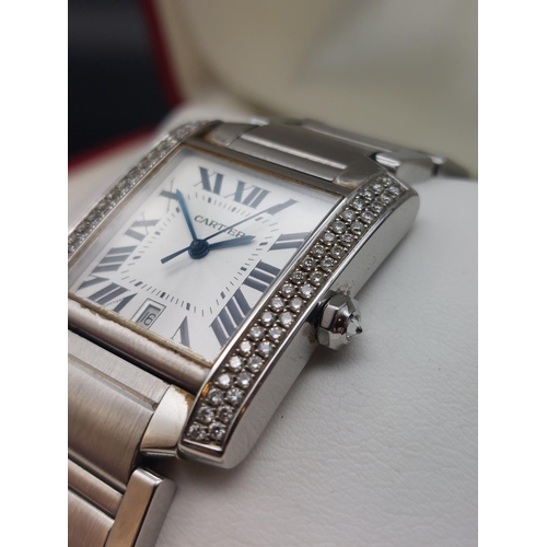 86 - Cartier Tank Francaise watch model 2320 stainless steel. Diameter 28mm in original box.