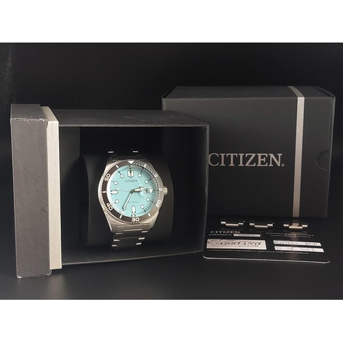 91 - Citizen Eco Drive AW1760-81W Mens watch with turquoise dial.