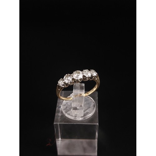 71 - 18ct gold 5 stone diamond ring. Centre diamond 0.25 carat, two 0.10 diamonds, two 0.06 diamonds. Tot... 