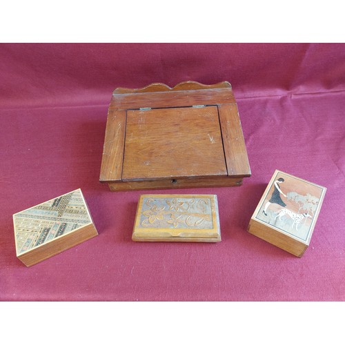 344 - Collection of vintage boxes and writing slope.