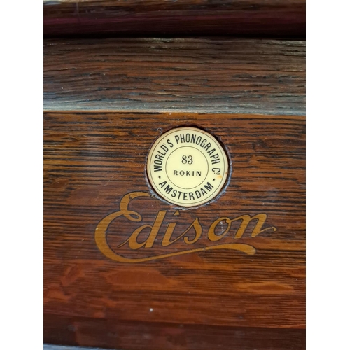 113 - Thomas Edison phonograph serial number 59056 model type not evident please refer to plaque photo. Me... 