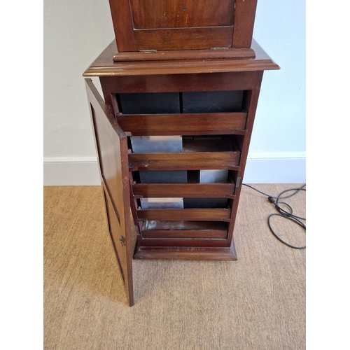 136 - Rare early 20th century mechanical table top stereoscopic viewer with slides and cabinet. Cabinet do... 