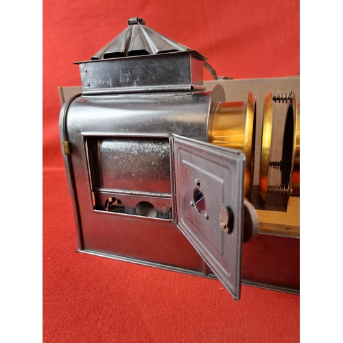 139 - Antique magic lantern with original tin case from The London Church Army good looking piece of histo... 