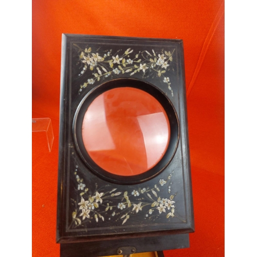 143 - Victorian / Edwardian Graphoscope with hand painted floral design in black finish