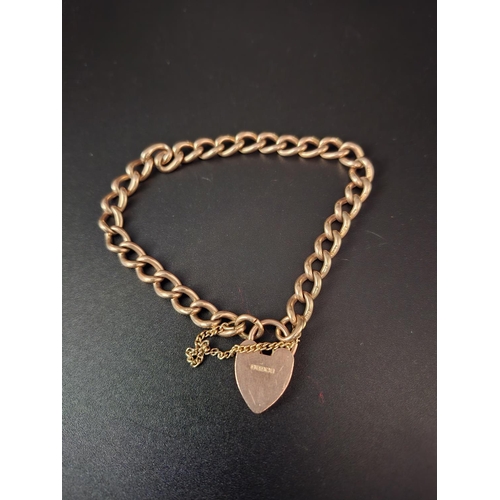 18 - 9ct rose gold padlock bracelet 21 grams