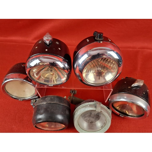 184 - Collection of 6 vintage cycle lamps inc Lucas/Powell and Hanmer