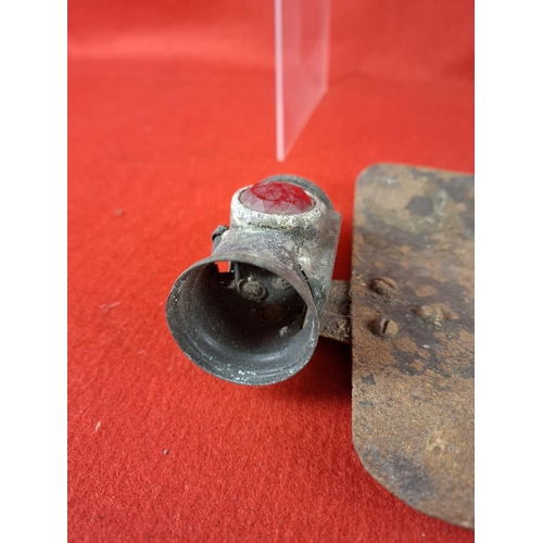 195 - Antique motorcycle metal licence plate with lamp and tax disc holders