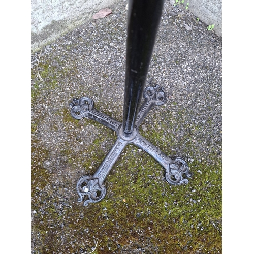 199 - Rare antique bicycle stand by Woods Hutton & Co Warminster forged cast iron screw adjusts height