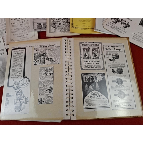 202 - Collection of bicycle ephemera including folder of advertising items