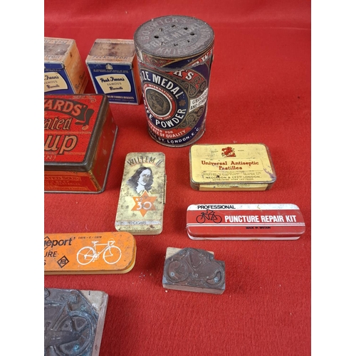 211 - Collection of various vintage advertising tins print blocks