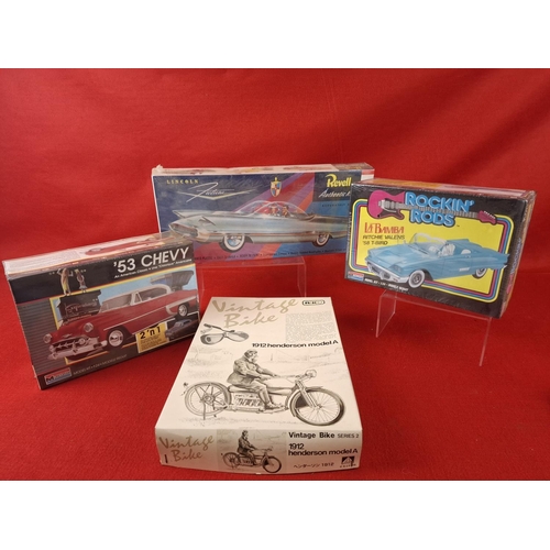 309 - Collection of model kit cars and motorbike by Monogram and Revell