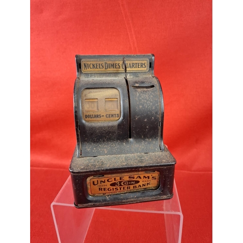 313 - Antique Uncle Sams metal cash register money box