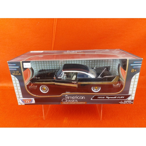 334 - Motor Max 1:18 1958 Plymouth Fury in box.