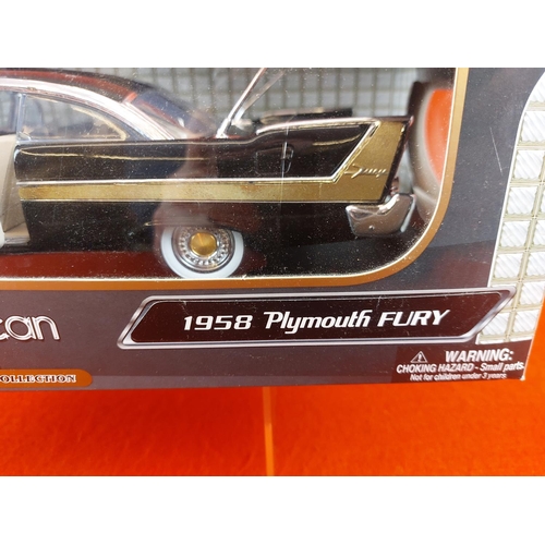 334 - Motor Max 1:18 1958 Plymouth Fury in box.