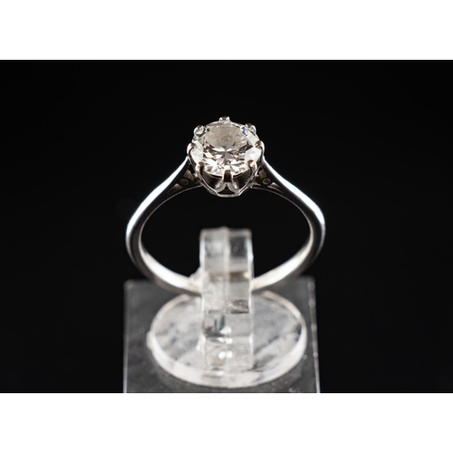 67 - Platinum (950) ring set with one 0.90 carat Old European Cut diamond. Clarity SI2, colour grade H. T... 